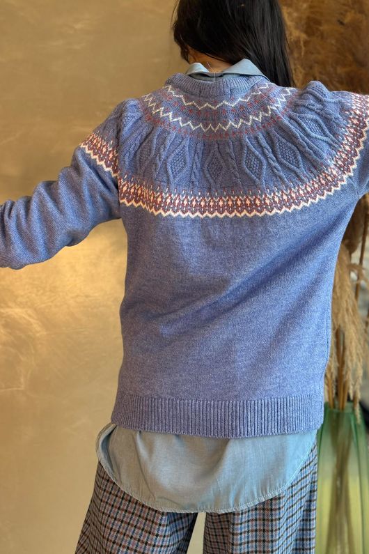 Greta Fair Isle Knit Denim